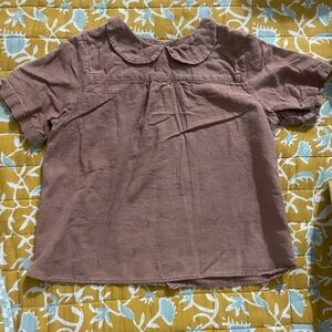 Adorable Kids' Tan Blouse with Peter Pan Collar